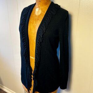 MAGASCHONI 100% CASHMERE FRINGED OPEN CARDIGAN, MED